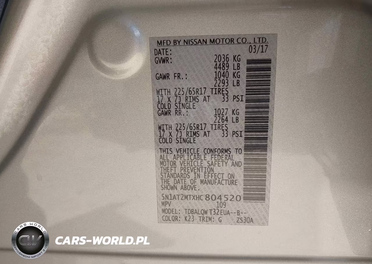 2017 Nissan Rogue Sv VIN:5N1AT2MTXHC804520 - 9
