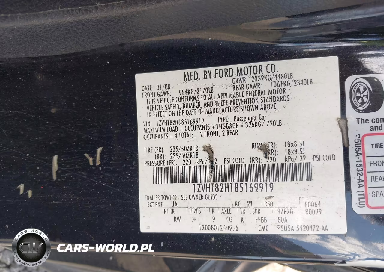2008 Ford Mustang Gt Deluxe-Gt Premium VIN:1ZVHT82H185169919 - 9