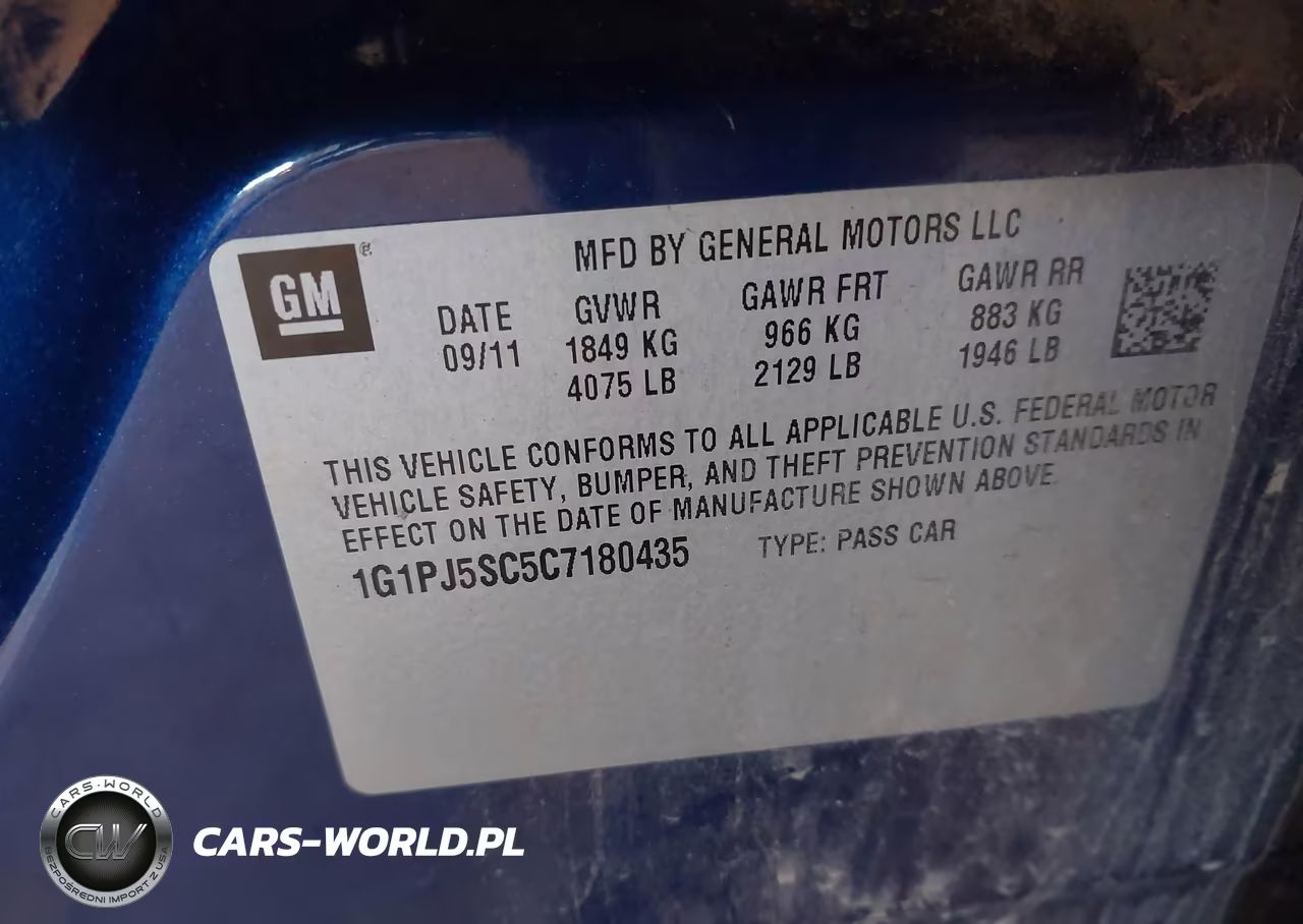 2012 Chevrolet Cruze Eco VIN:1G1PJ5SC5C7180435 - 9