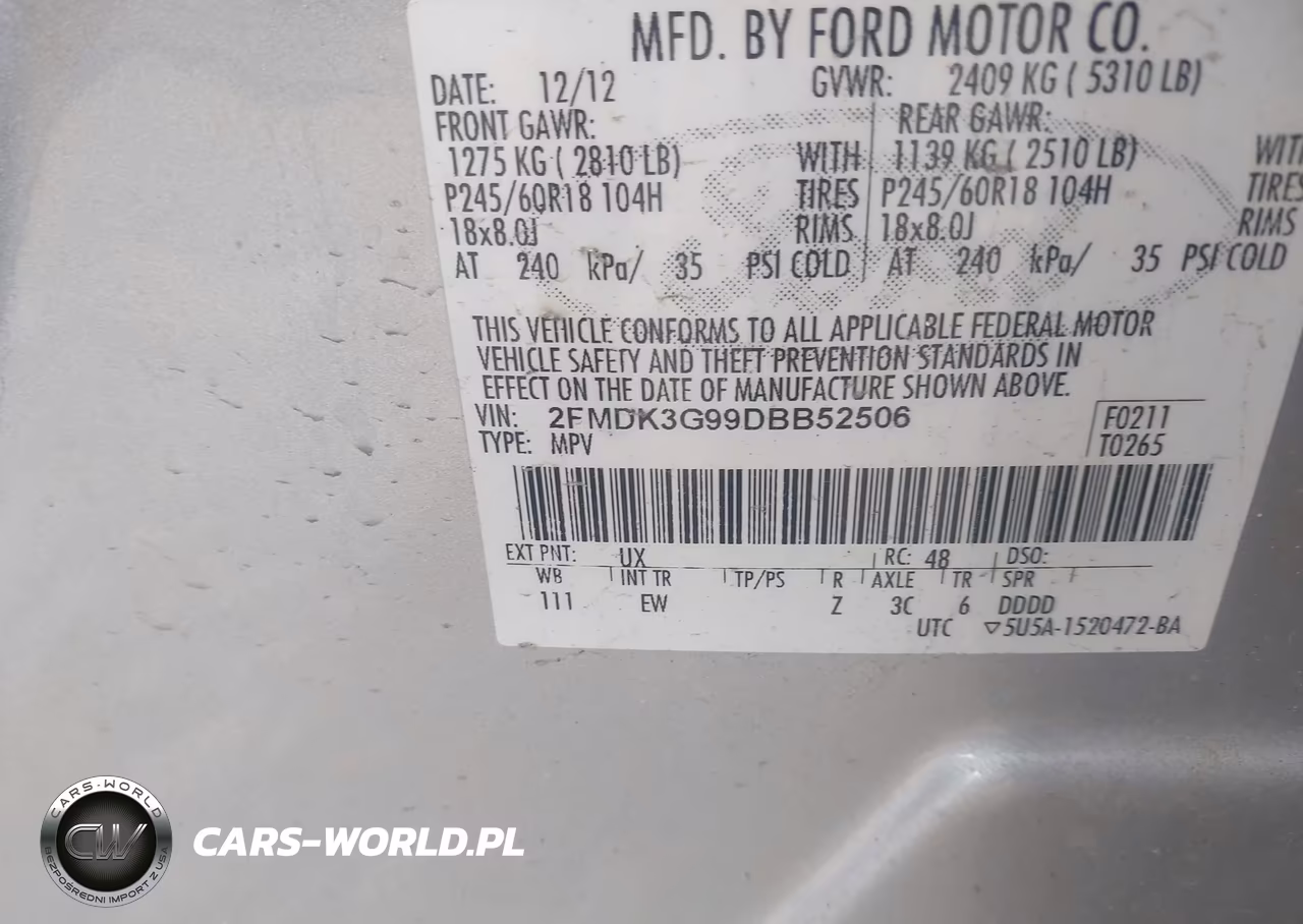 2013 Ford Edge Se VIN:2FMDK3G99DBB52506 - 9