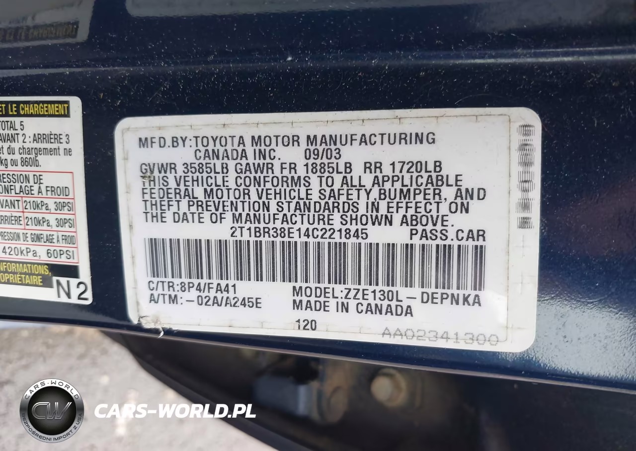 2004 Toyota Corolla Le VIN:2T1BR38E14C221845 - 9