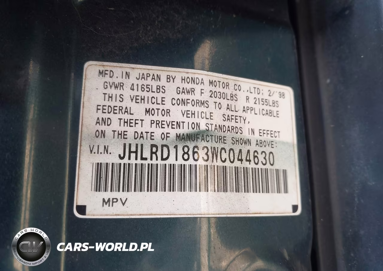 1998 Honda Cr-V Ex VIN:JHLRD1863WC044630 - 9
