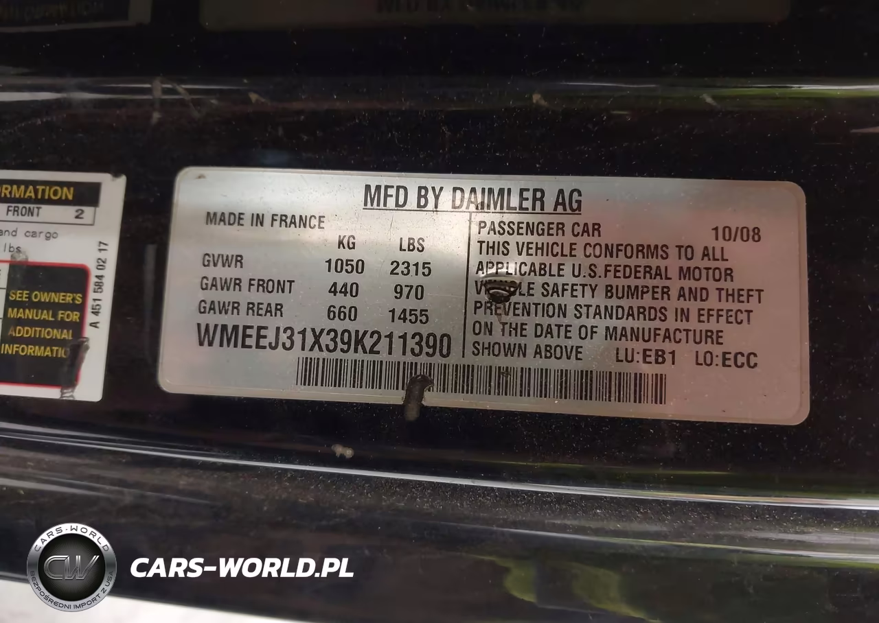 2009 Smart Fortwo Pure VIN:WMEEJ31X39K211390 - 9