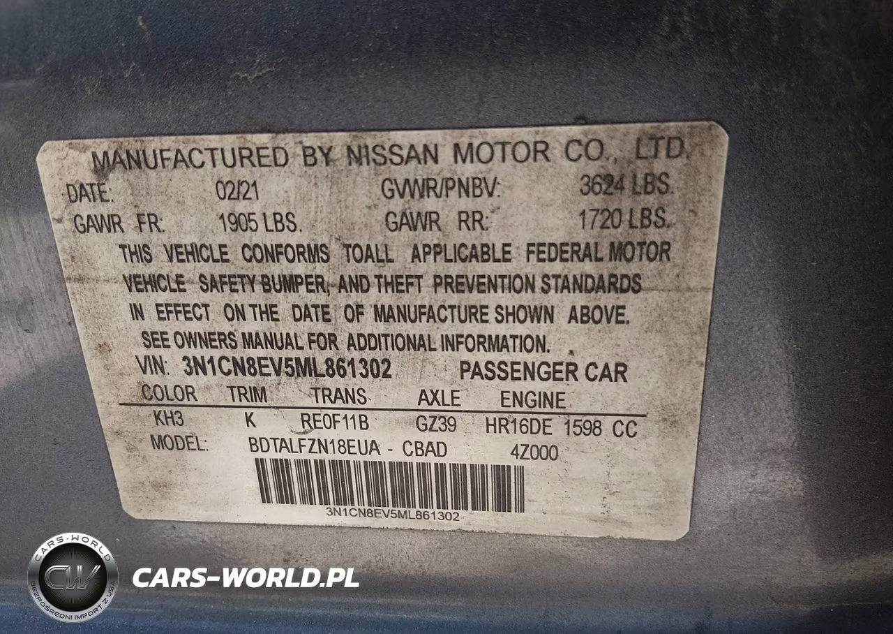 2021 Nissan Versa Sv Xtronic Cvt VIN:3N1CN8EV5ML861302 - 9