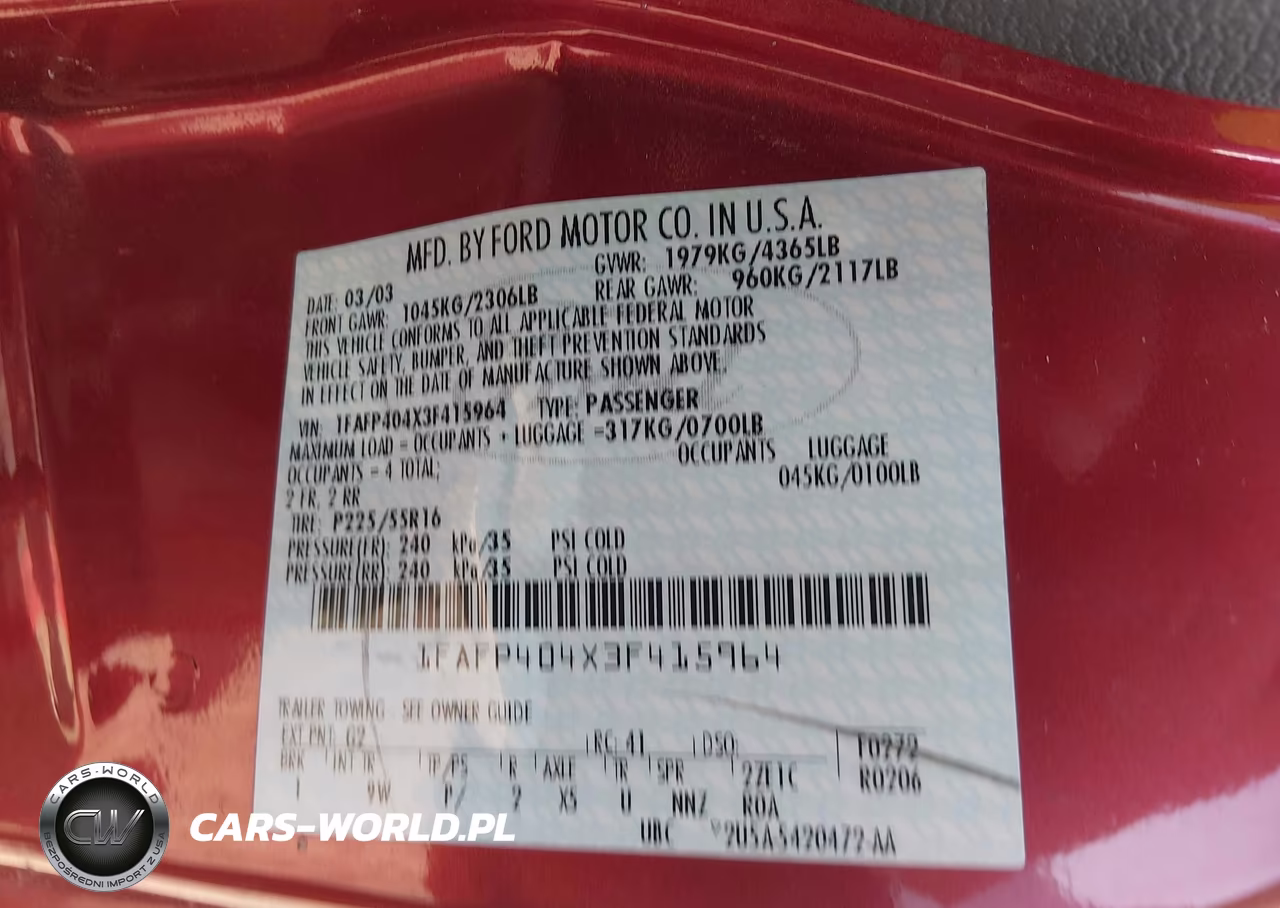 2003 Ford Mustang VIN:1FAFP404X3F415964 - 9