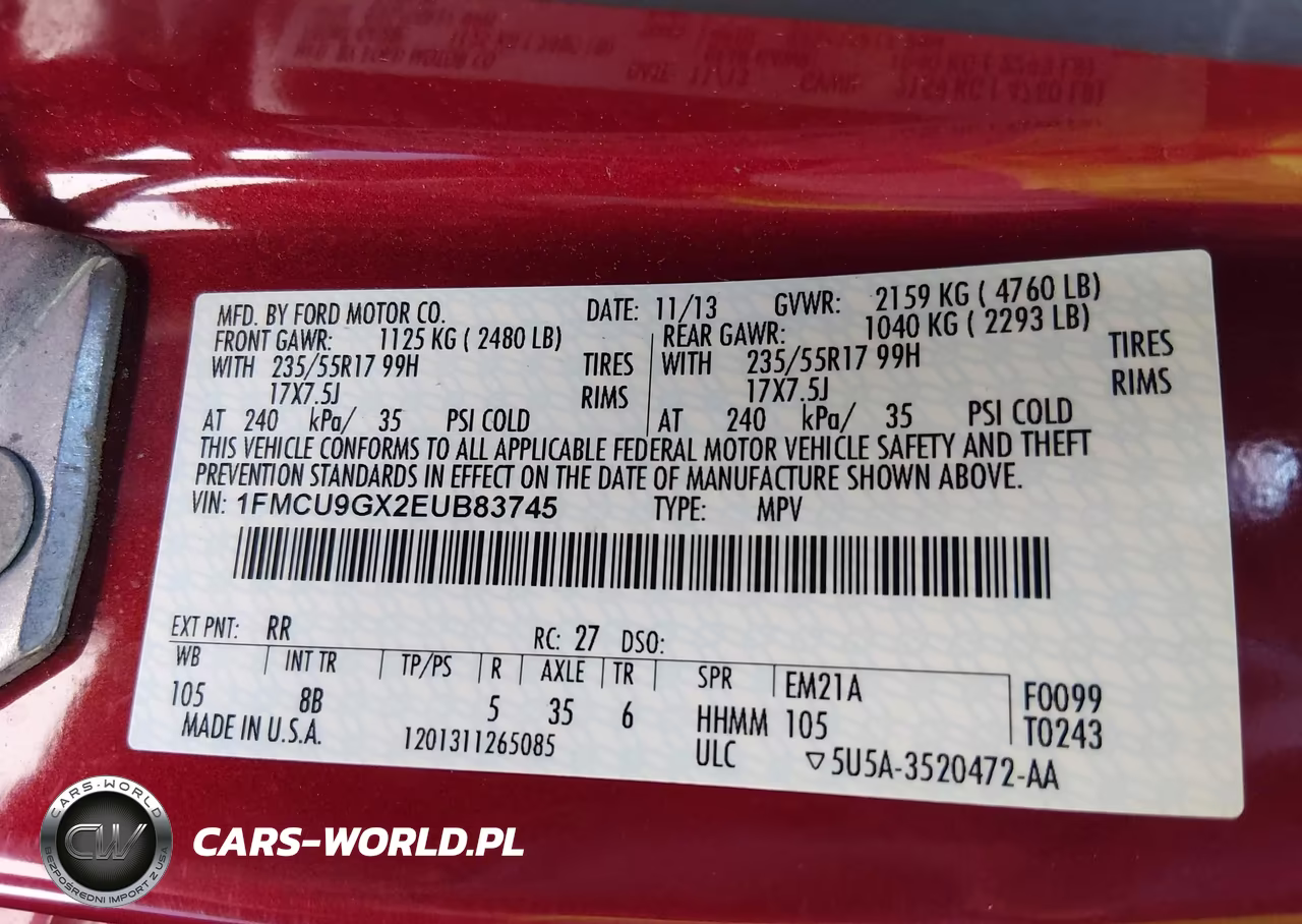 2014 Ford Escape Se VIN:1FMCU9GX2EUB83745 - 9