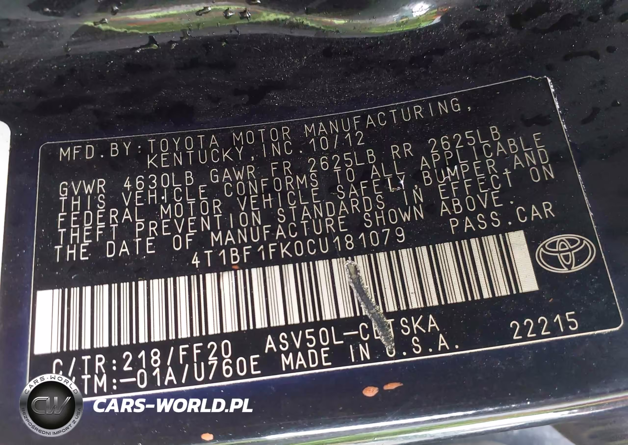 2012 Toyota Camry Se VIN:4T1BF1FK0CU181079 - 9