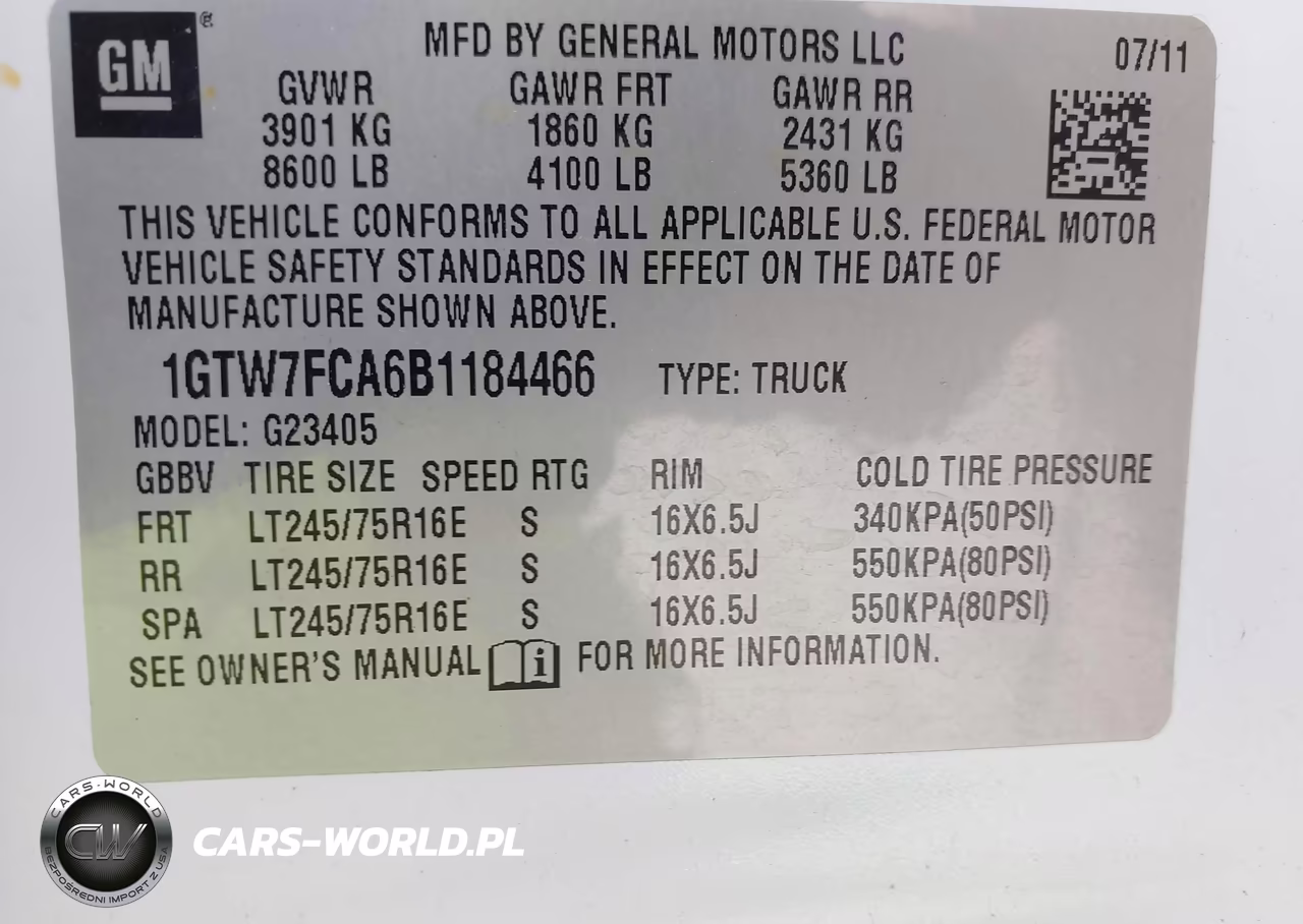 2011 GMC Savana 2500 Work Van VIN:1GTW7FCA6B1184466 - 9