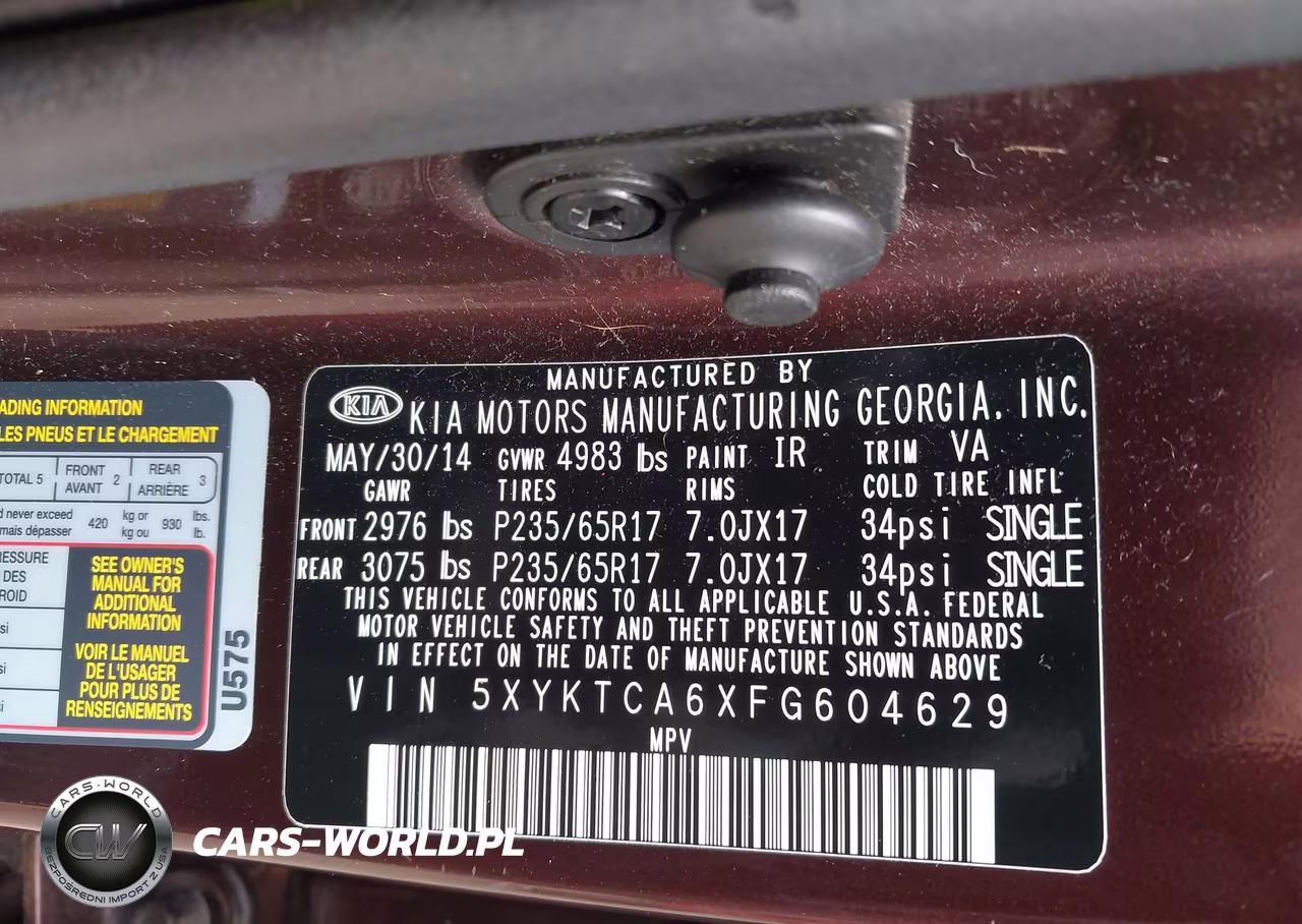 2015 Kia Sorento Lx VIN:5XYKTCA6XFG604629 - 9