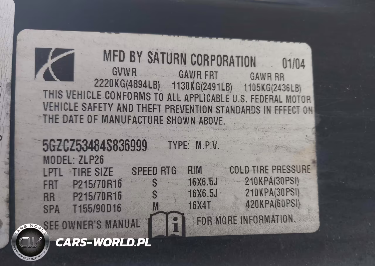 2004 Saturn Vue V6 VIN:5GZCZ53484S836999 - 9