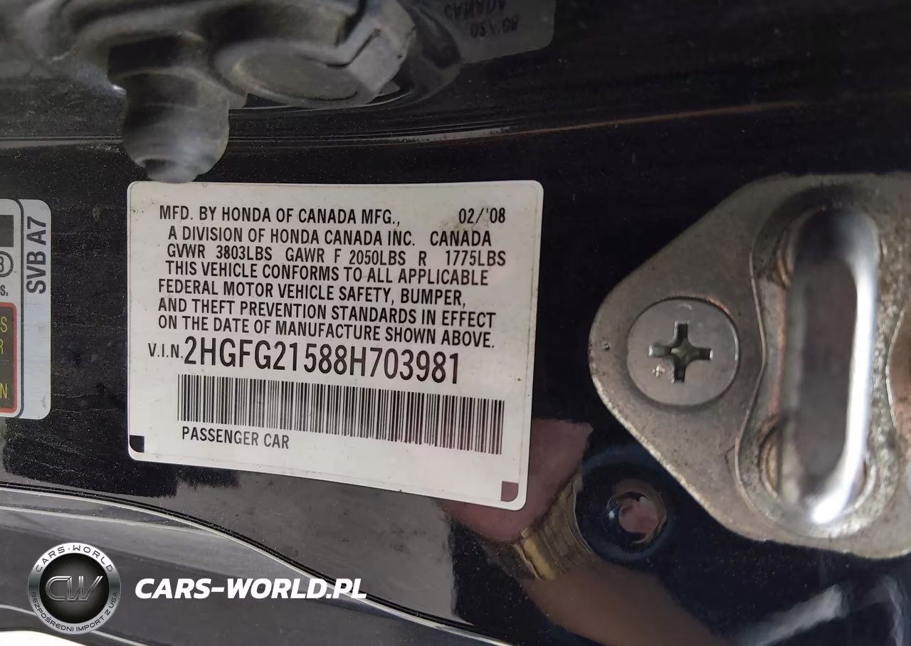 2008 Honda Civic Si VIN:2HGFG21588H703981 - 9