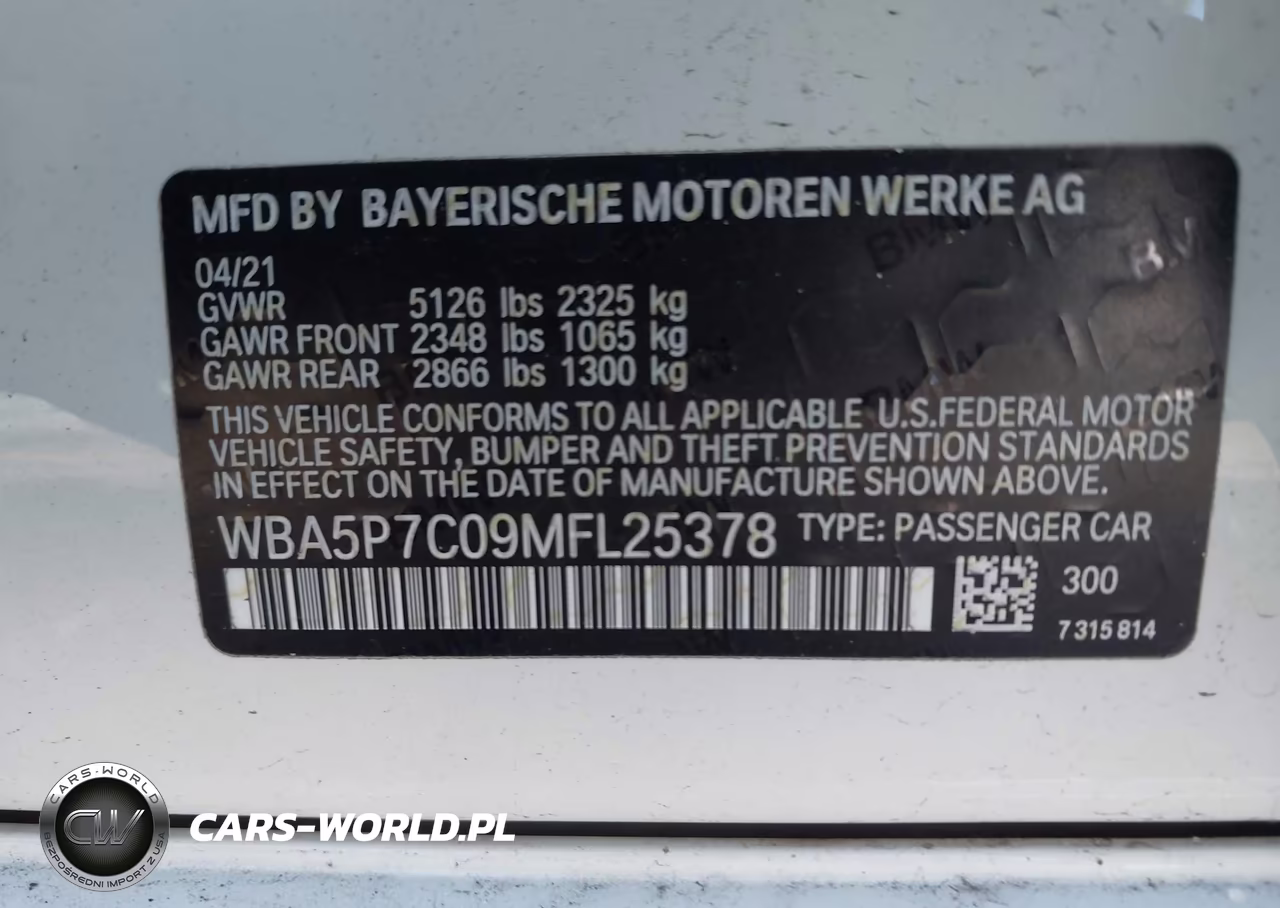 2021 BMW 330E VIN:WBA5P7C09MFL25378 - 9