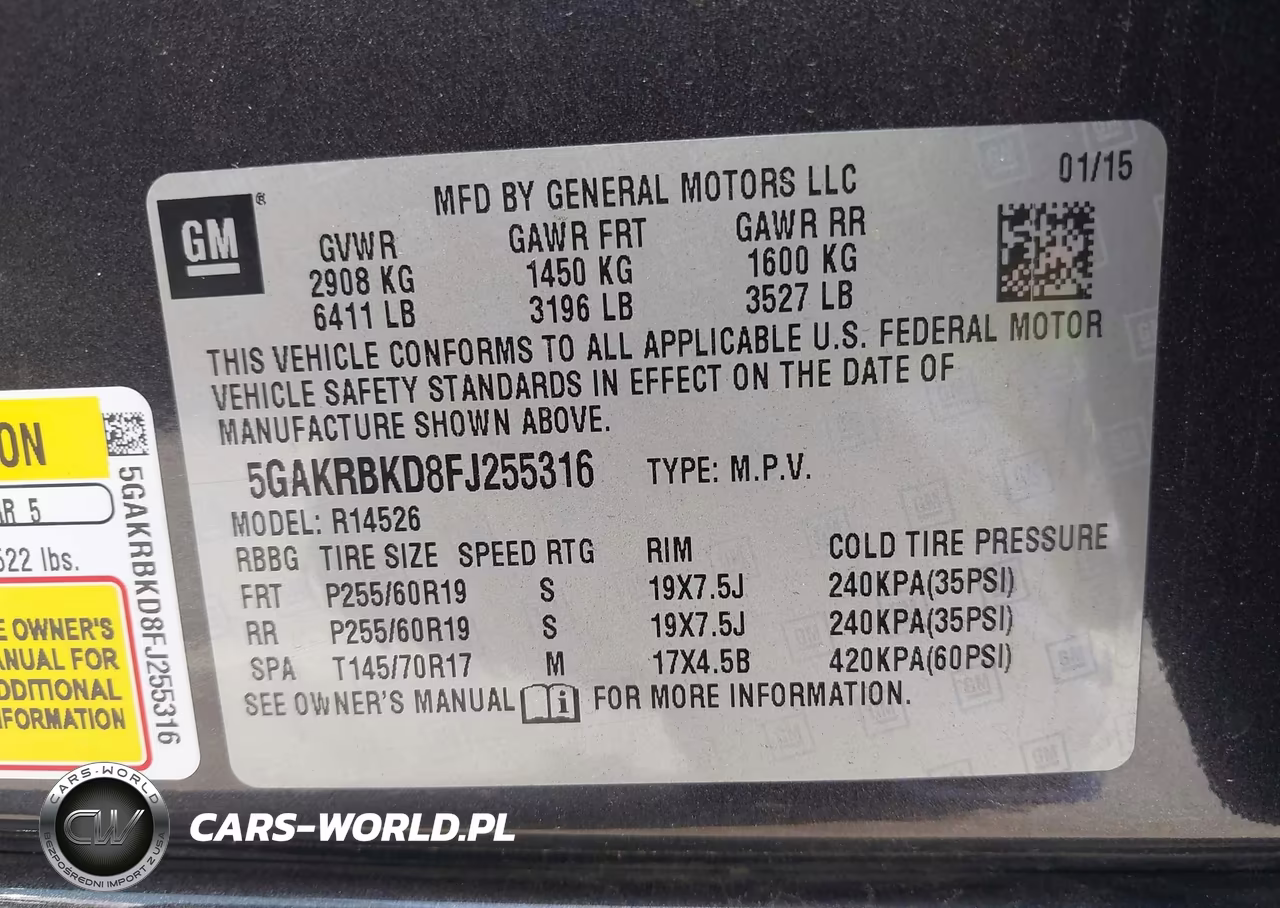2015 Buick Enclave Leather VIN:5GAKRBKD8FJ255316 - 9