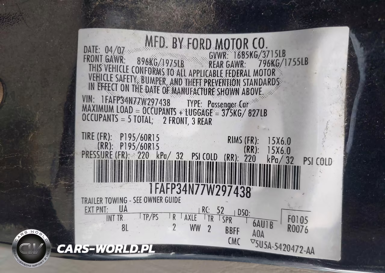 2007 Ford Focus S-Se-Ses VIN:1FAFP34N77W297438 - 9
