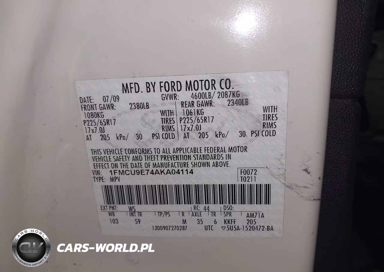 2010 Ford Escape Limited VIN:1FMCU9E74AKA04114 - 9