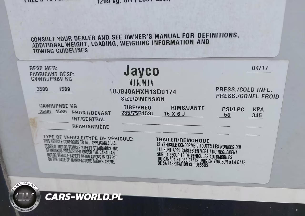 2017 Jayco Camper VIN:1UJBJAHXH13D174 - 9
