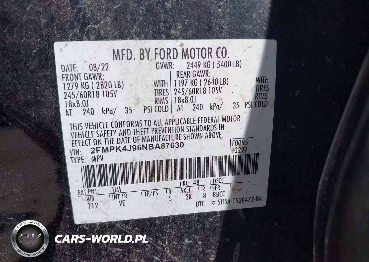 2022 Ford Edge Sel VIN:2FMPK4J96NBA87630 - 9