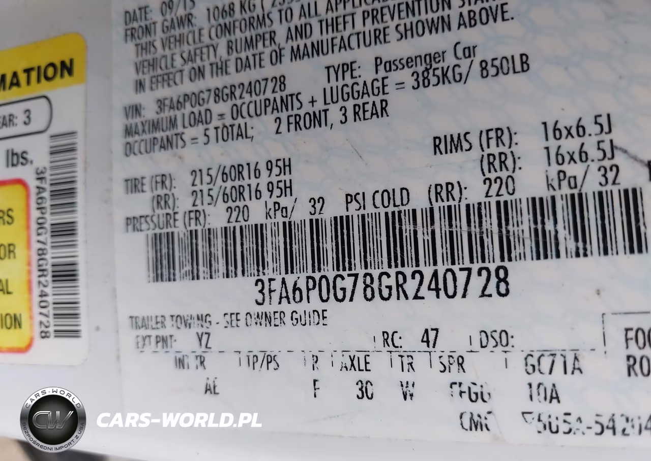 2016 Ford Fusion S VIN:3FA6P0G78GR240728 - 9