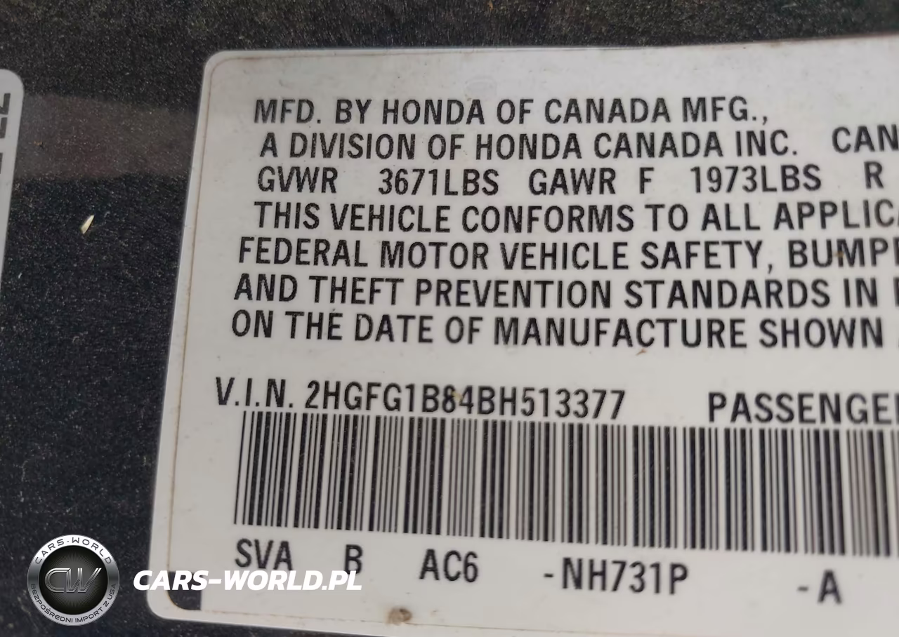 2011 Honda Civic Ex VIN:2HGFG1B84BH513377 - 9
