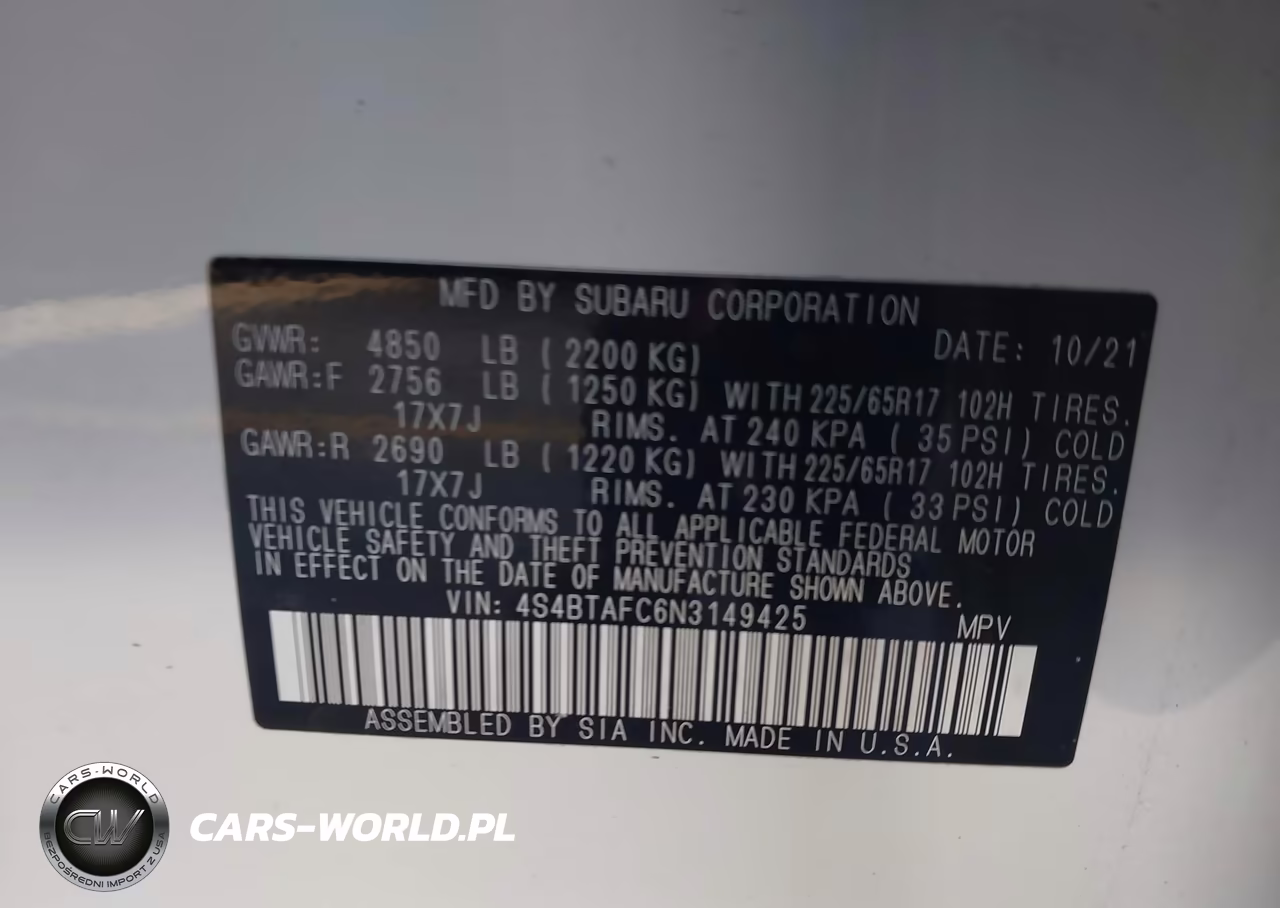 2022 Subaru Outback Premium VIN:4S4BTAFC6N3149425 - 9
