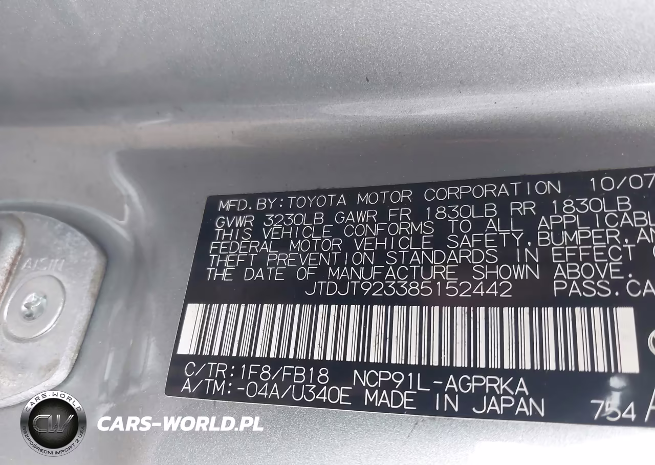 2008 Toyota Yaris VIN:JTDJT923385152442 - 9