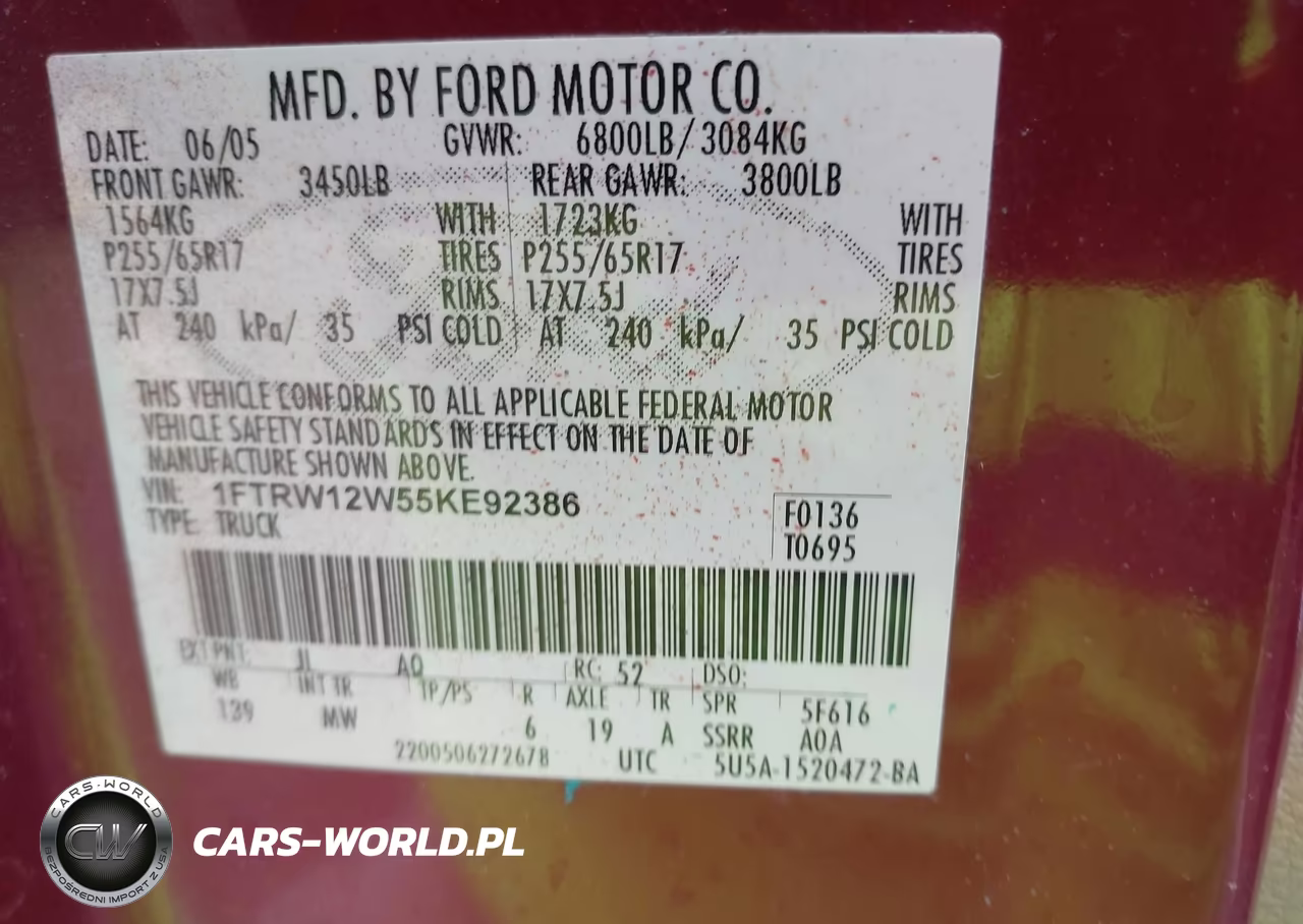 2005 Ford F-150 Xlt VIN:1FTRW12W55KE92386 - 9