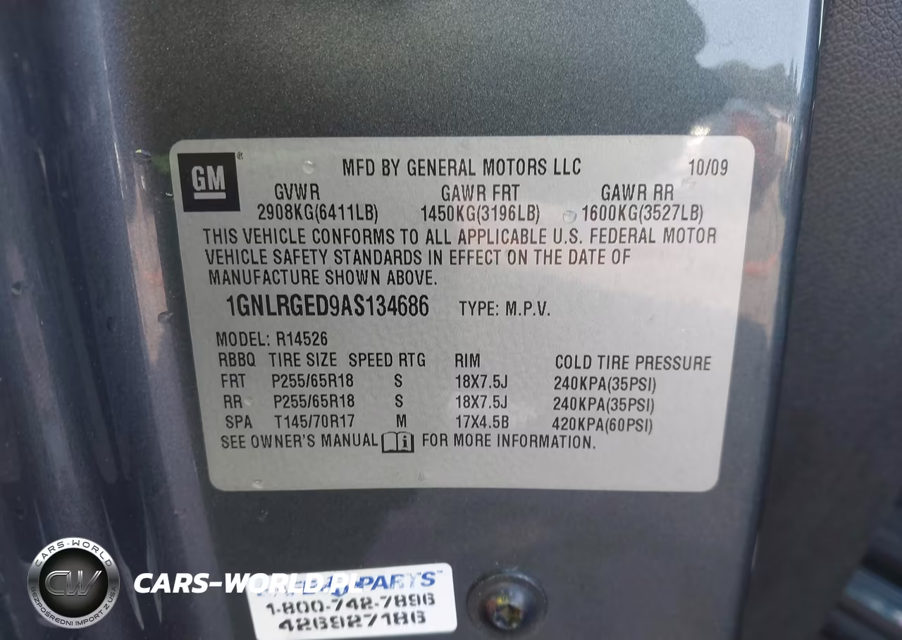2010 Chevrolet Traverse Lt VIN:1GNLRGED9AS134686 - 9