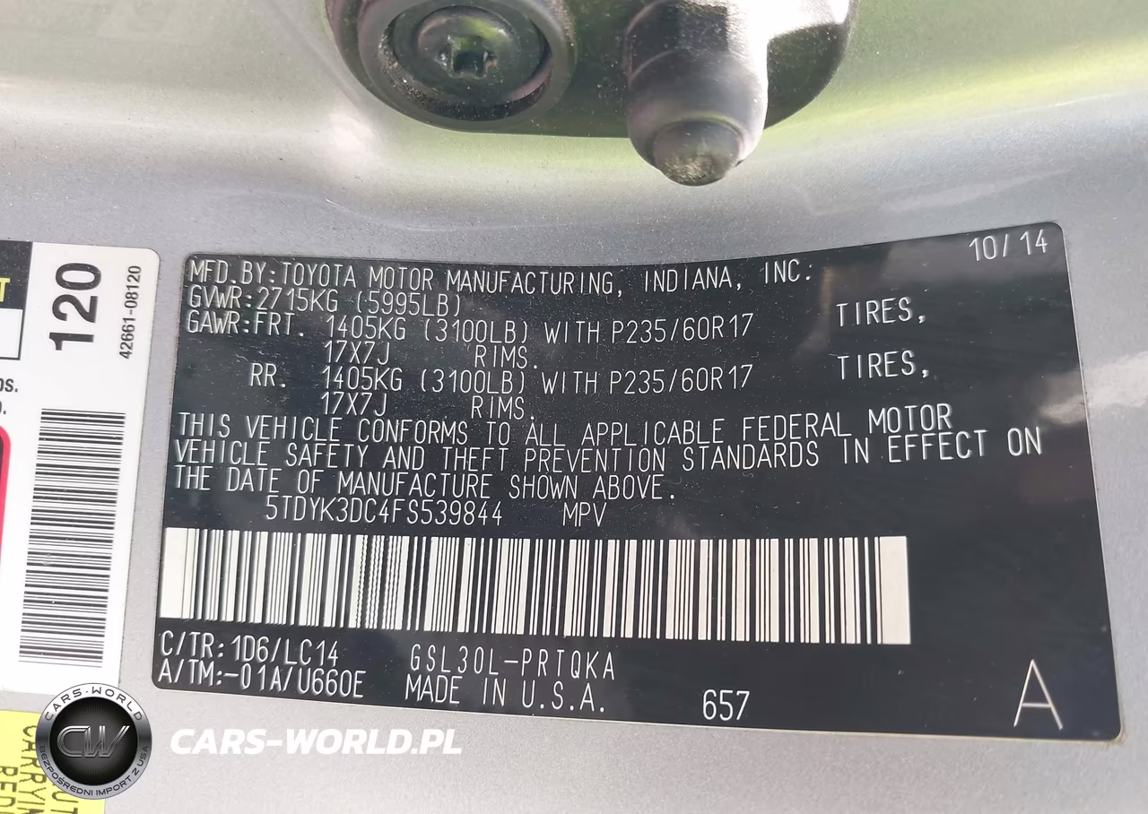2015 Toyota Sienna Xle 8 Passenger VIN:5TDYK3DC4FS539844 - 9
