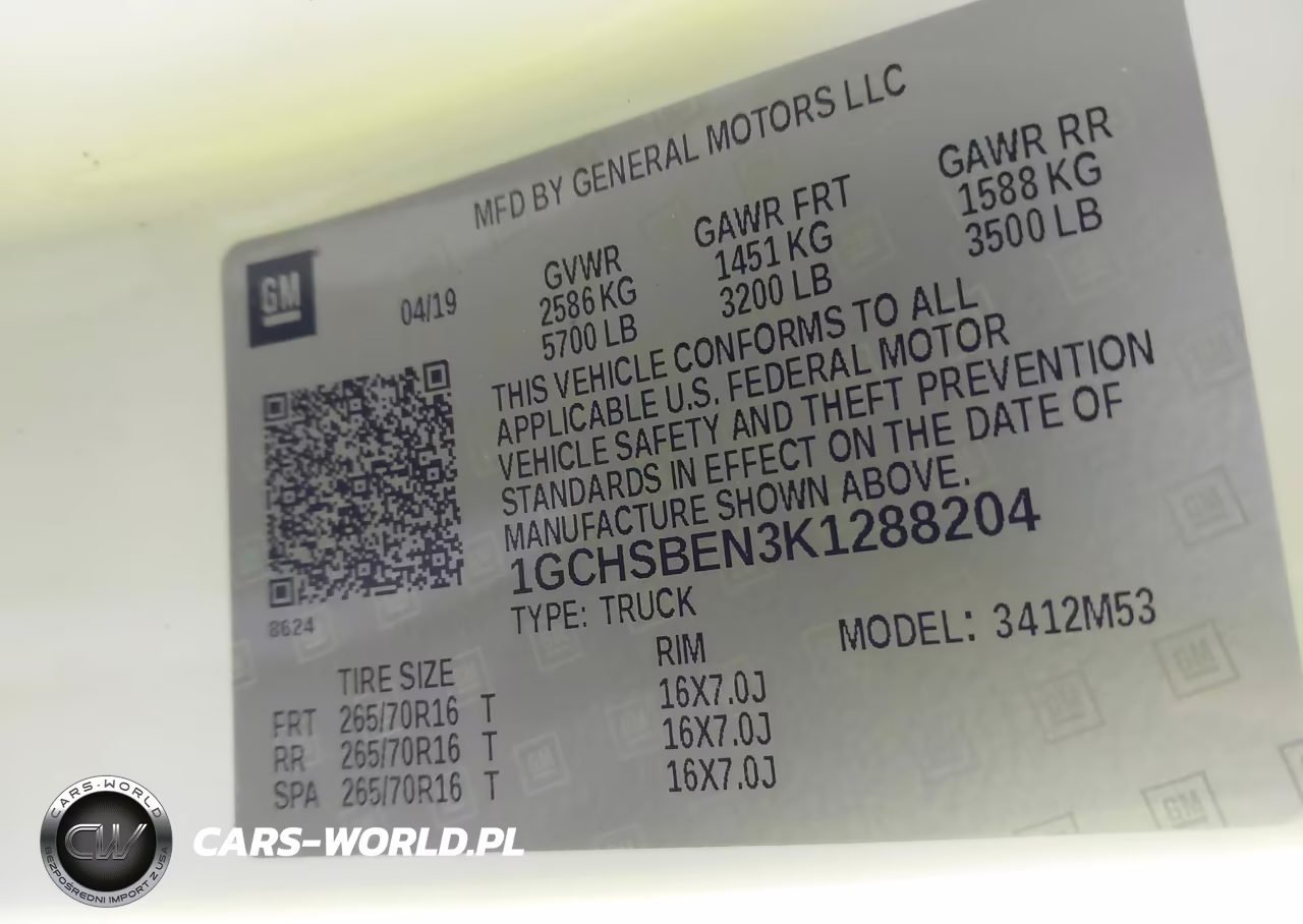 2019 Chevrolet Colorado Wt VIN:1GCHSBEN3K1288204 - 9