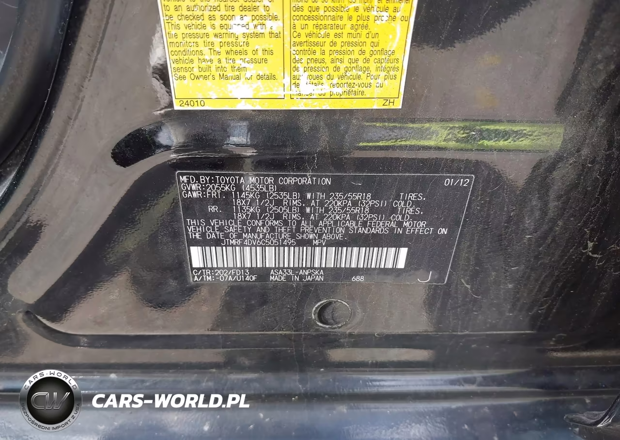 2012 Toyota Rav4 Sport VIN:JTMRF4DV6C5051495 - 9