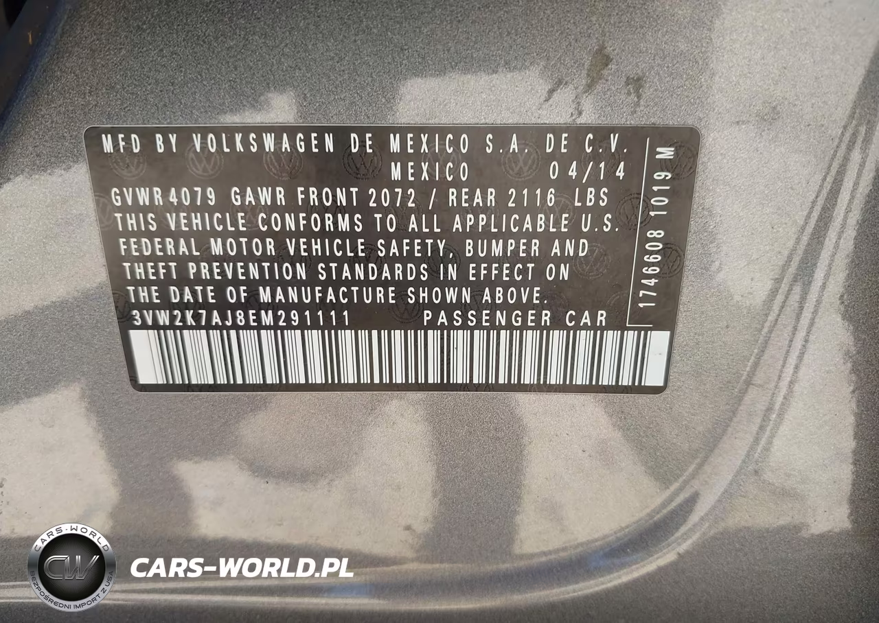 2014 Volkswagen Jetta 2.0L S VIN:3VW2K7AJ8EM291111 - 9