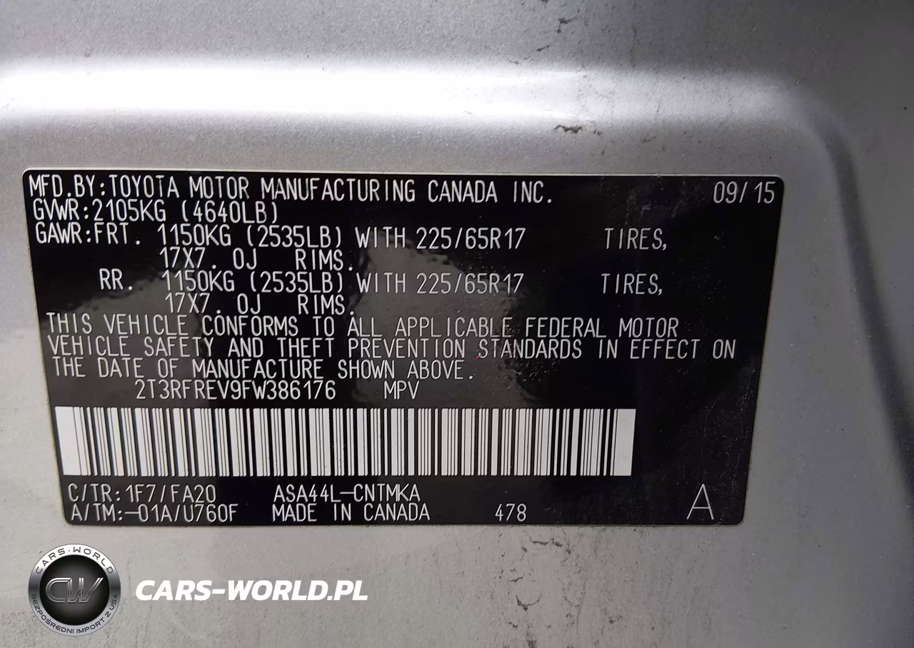 2015 Toyota Rav4 Xle VIN:2T3RFREV9FW386176 - 9