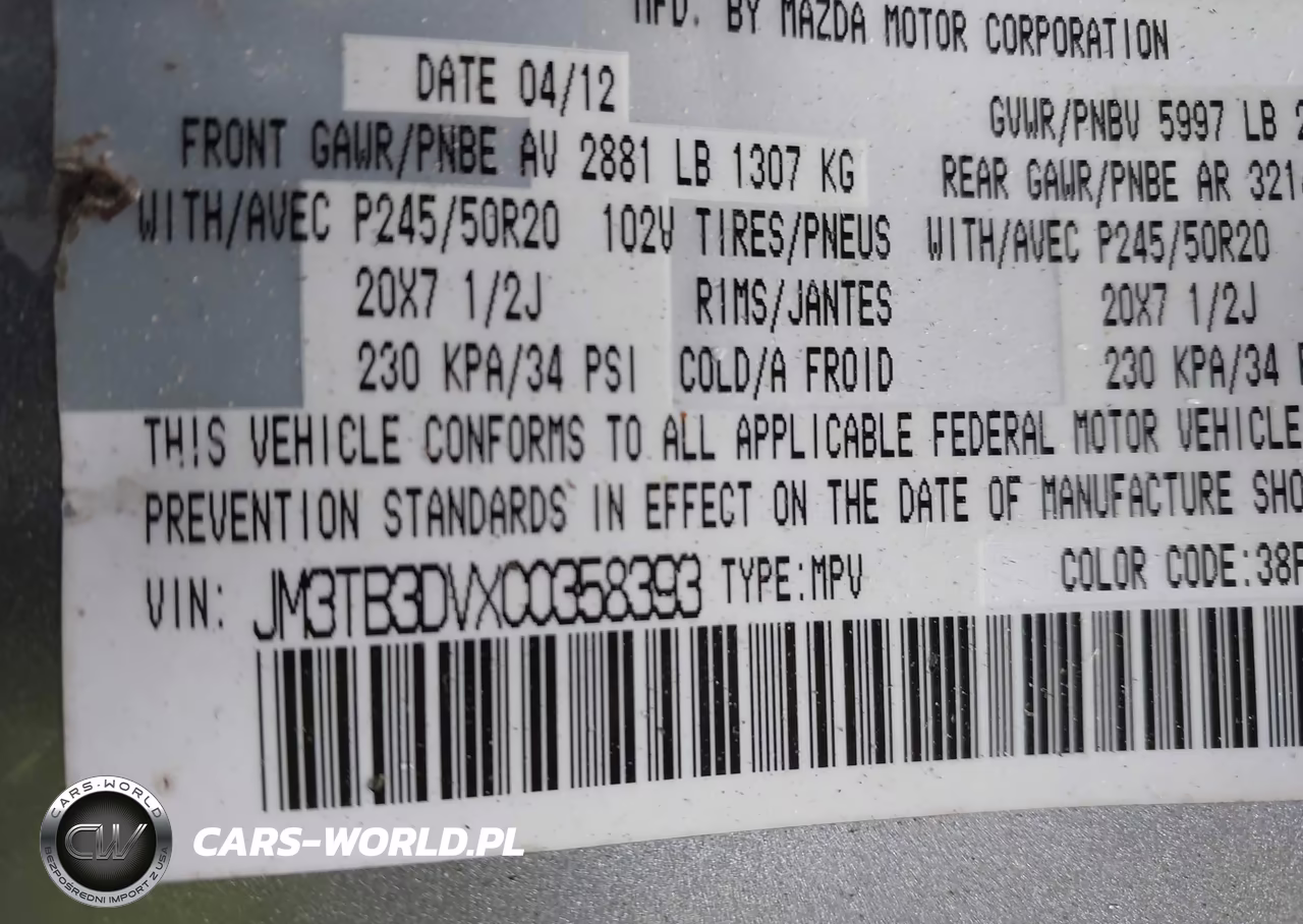 2012 Mazda Cx-9 Grand Touring VIN:JM3TB3DVXC0358393 - 9