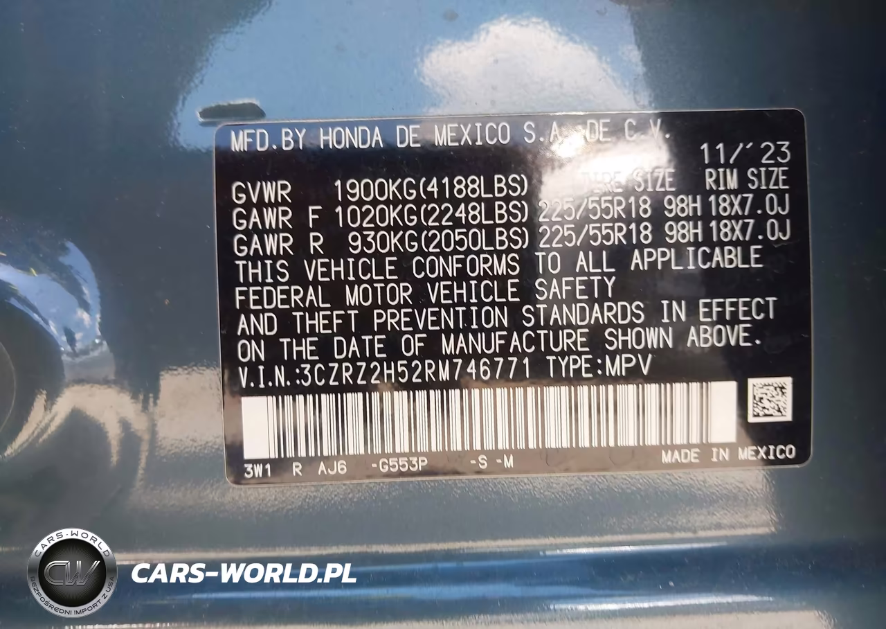 2024 Honda Hr-V Awd Sport-Awd Sport W-O Bsi VIN:3CZRZ2H52RM746771 - 9