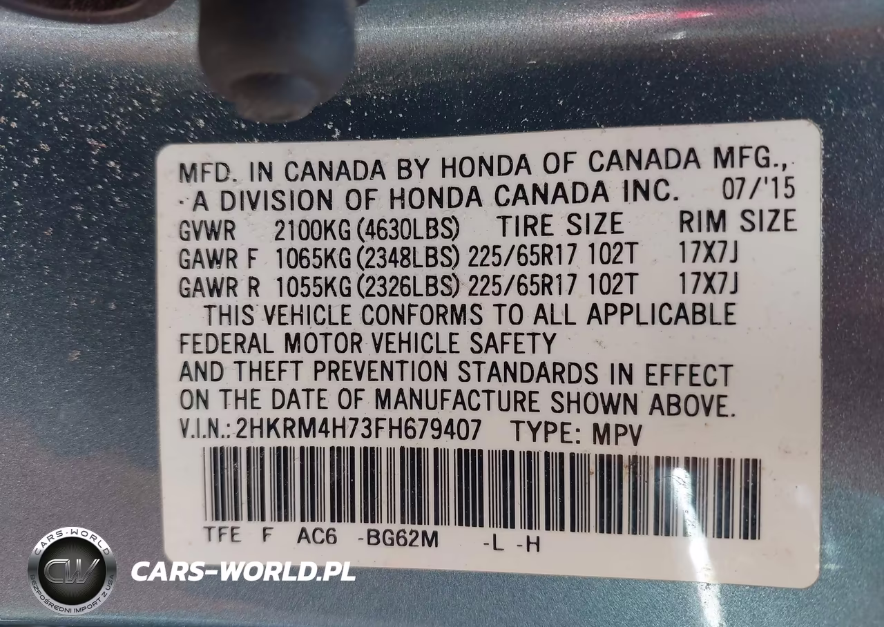 2015 Honda Cr-V Ex-L VIN:2HKRM4H73FH679407 - 9