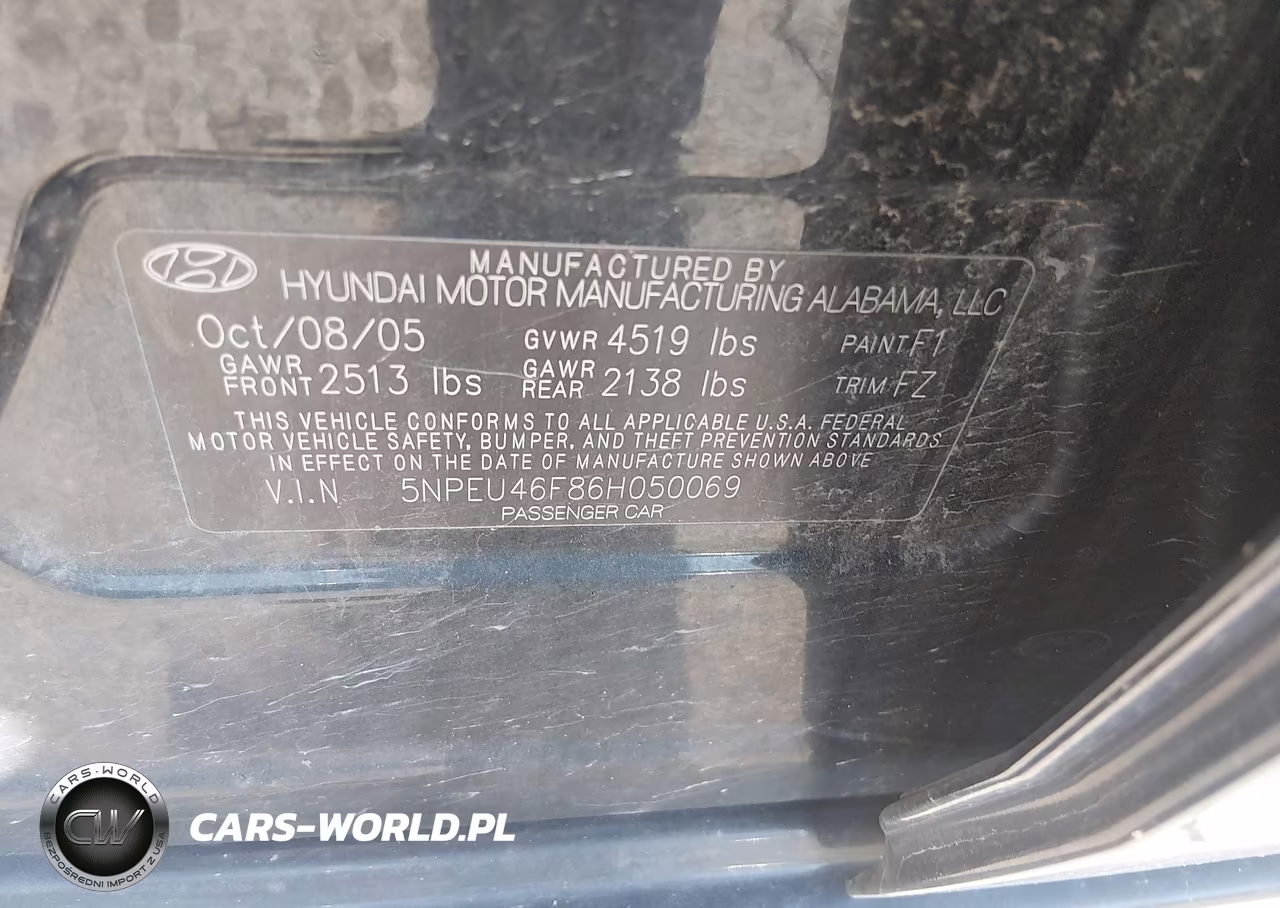 2006 Hyundai Sonata Gls V6-Lx V6 VIN:5NPEU46F86H050069 - 9
