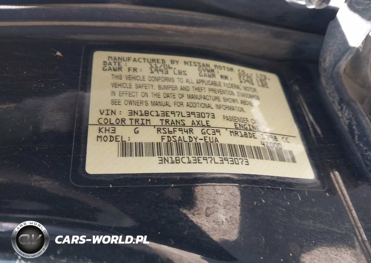 2007 Nissan Versa 1.8S VIN:3N1BC13E97L393073 - 9