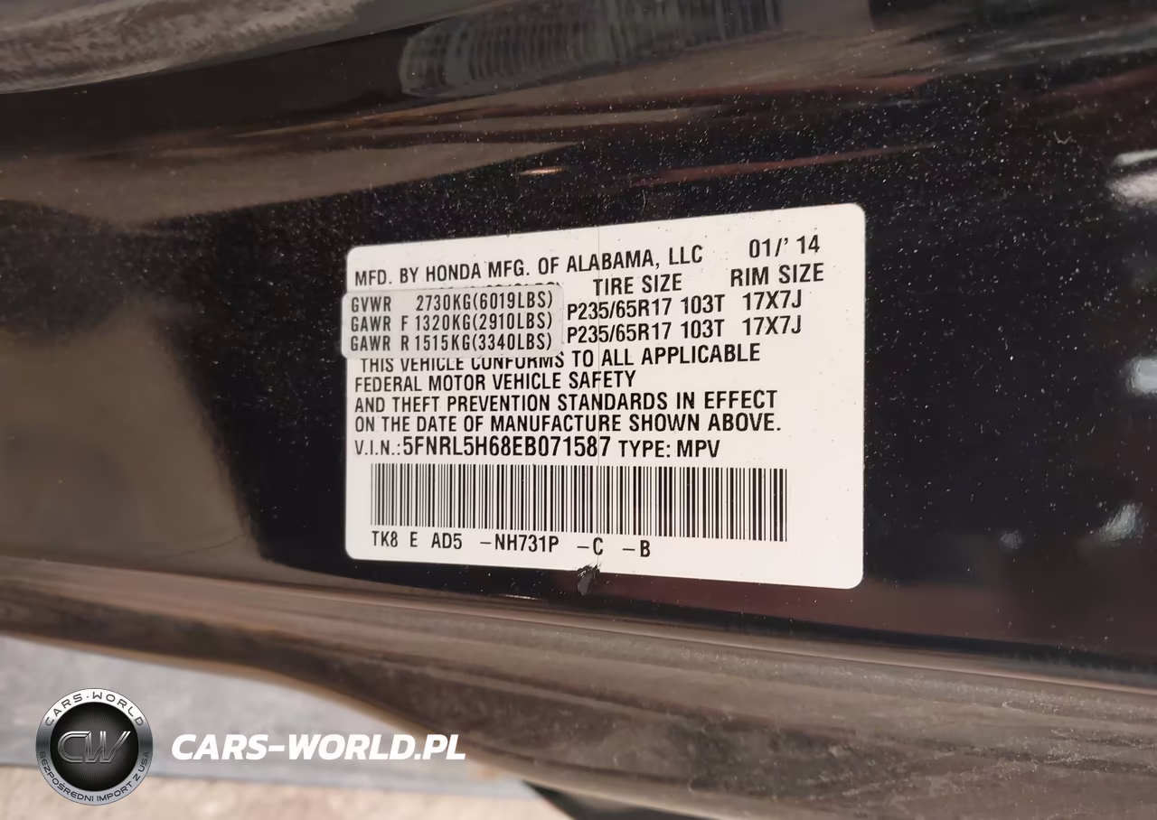 2014 Honda Odyssey Ex-L VIN:5FNRL5H68EB071587 - 9