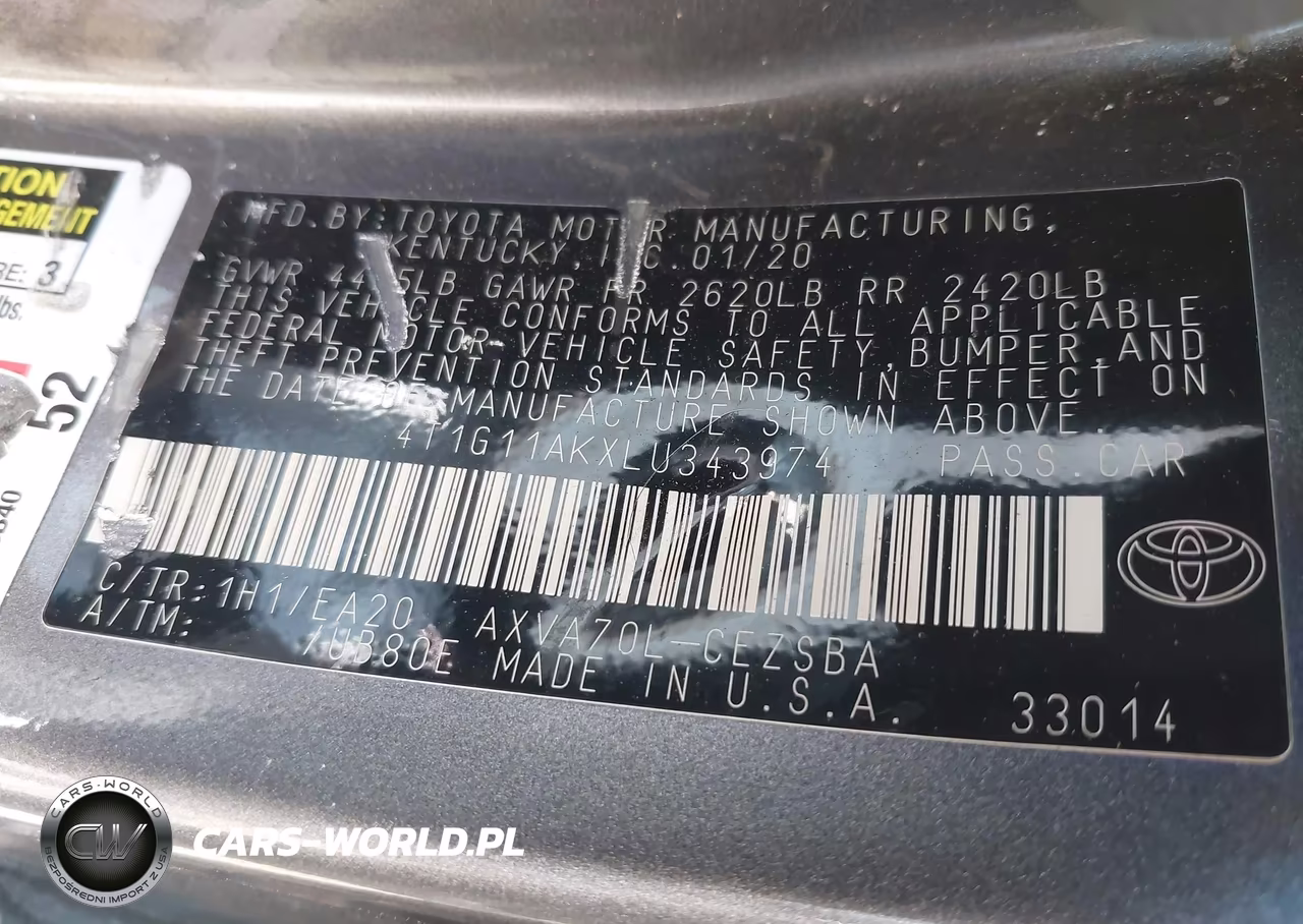 2020 Toyota Camry Se VIN:4T1G11AKXLU343974 - 9