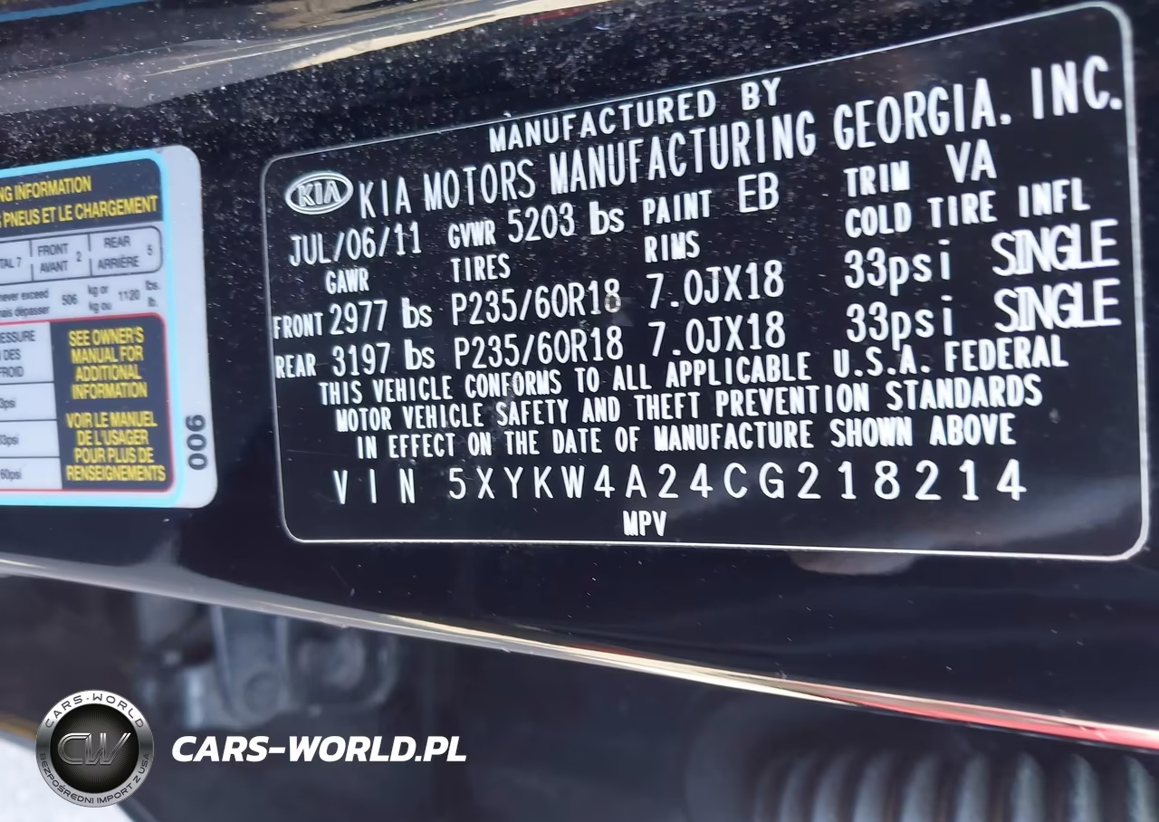 2012 Kia Sorento Sx V6 VIN:5XYKW4A24CG218214 - 9