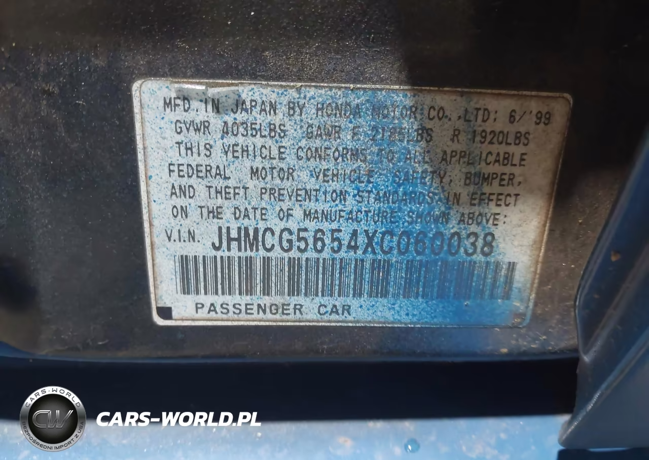 1999 HONDA ACCORD EX VIN:JHMCG5654XC060038 - 9