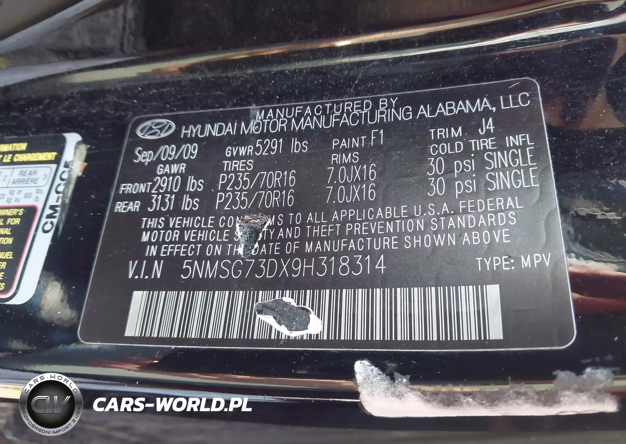 2009 Hyundai Santa Fe Gls VIN:5NMSG73DX9H318314 - 9