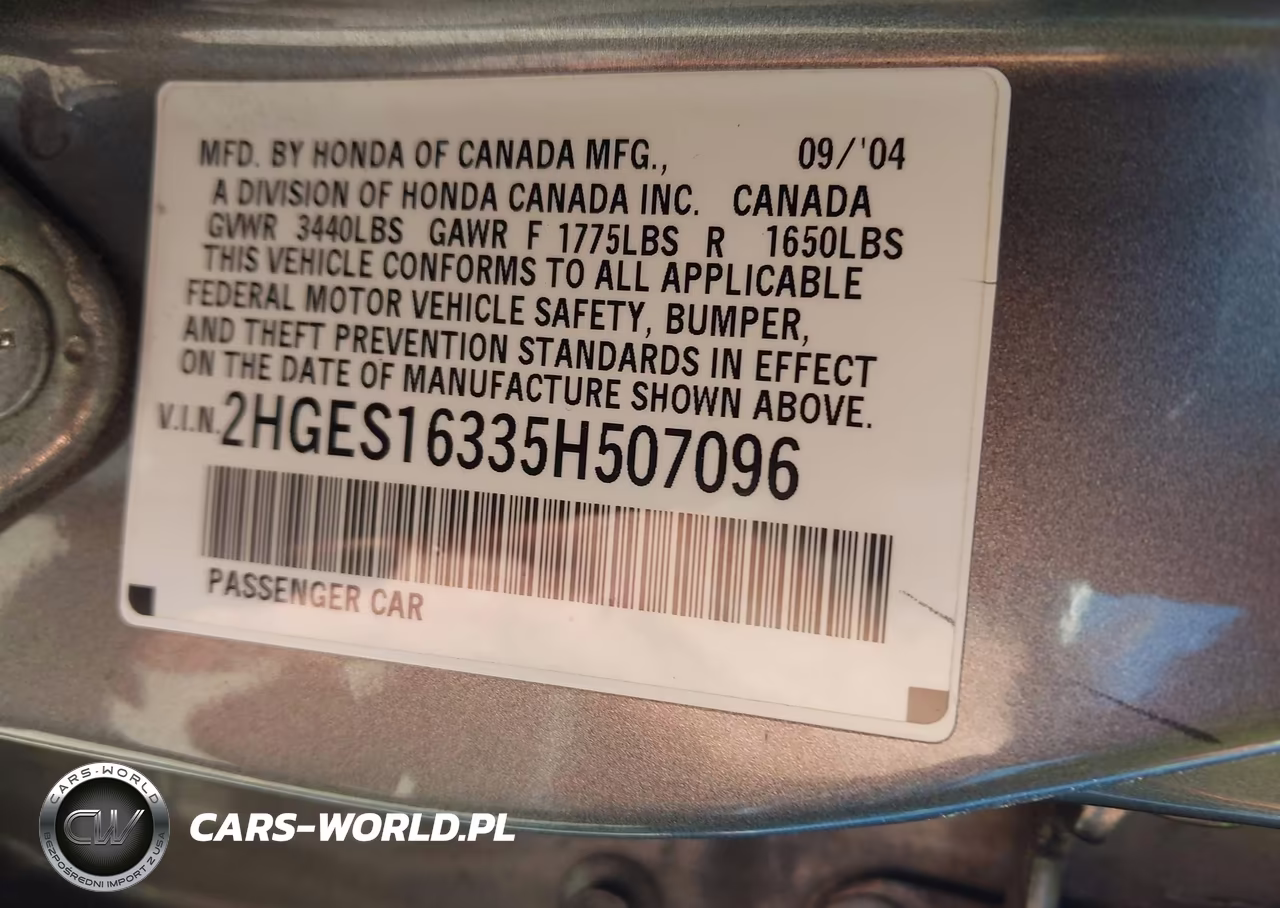 2005 Honda Civic Vp VIN:2HGES16335H507096 - 9