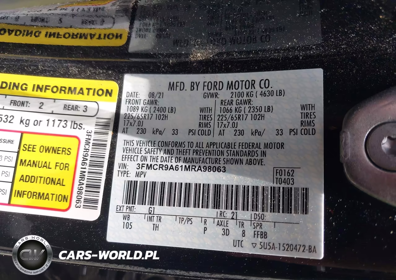 2021 Ford Bronco Sport VIN:3FMCR9A61MRA98063 - 9