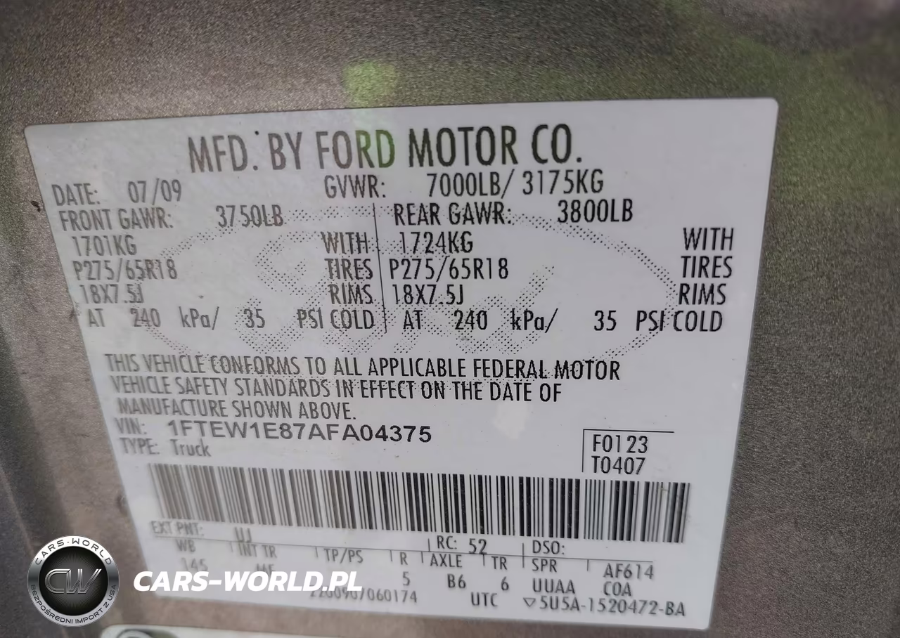 2010 Ford F-150 Xl-Xlt VIN:1FTEW1E87AFA04375 - 9