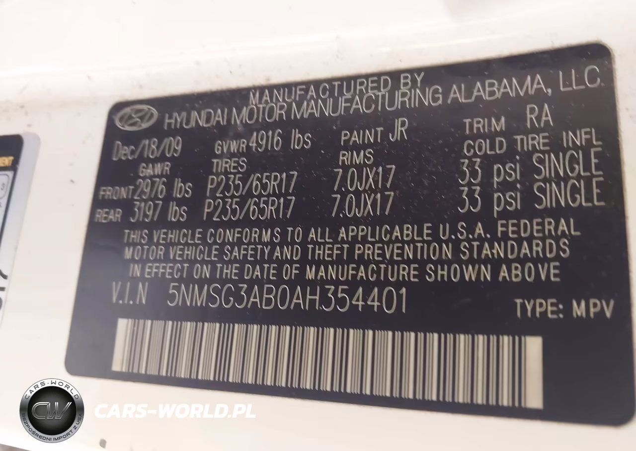 2010 Hyundai Santa Fe Gls VIN:5NMSG3AB0AH354401 - 9