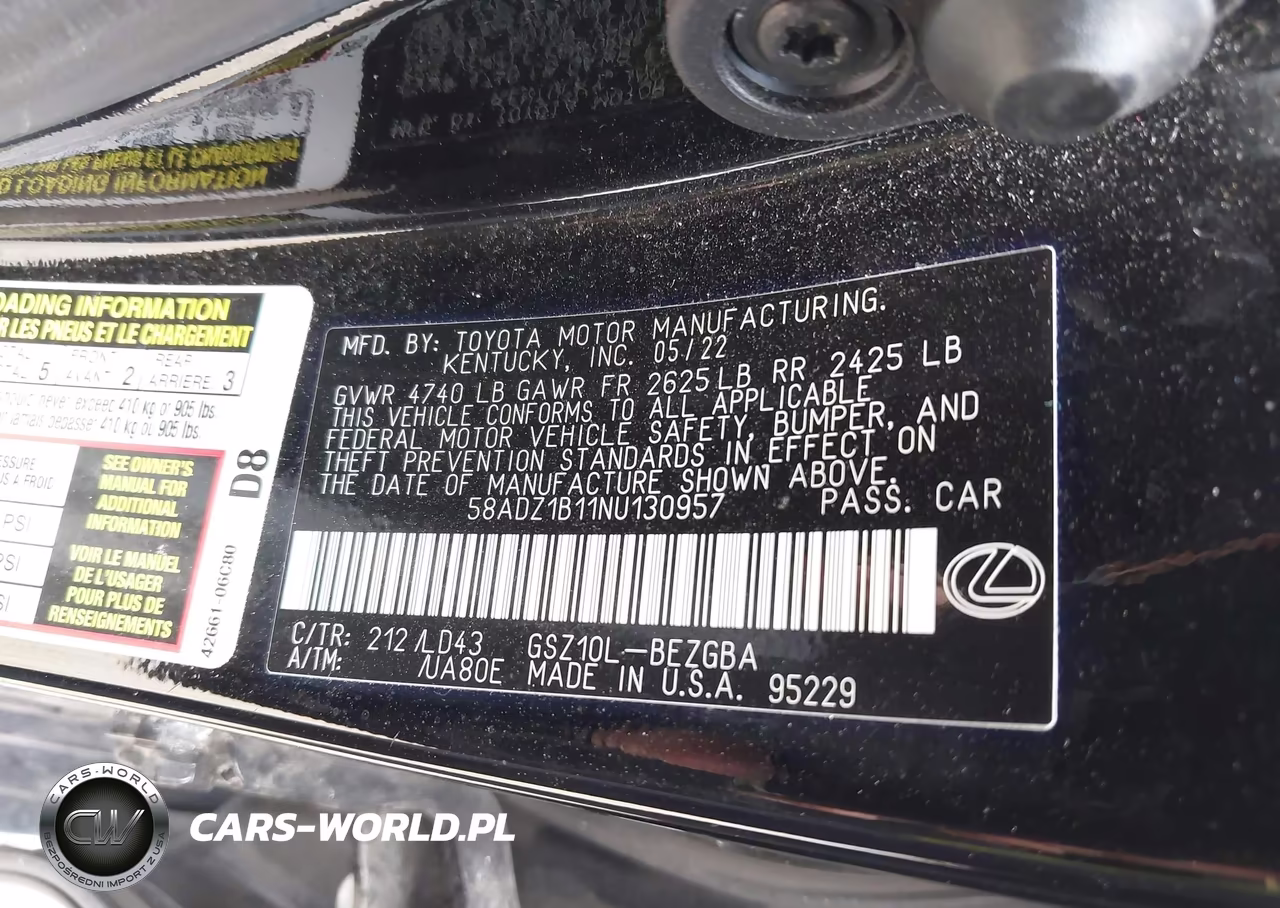 2022 Lexus Es 350 VIN:58ADZ1B11NU130957 - 9