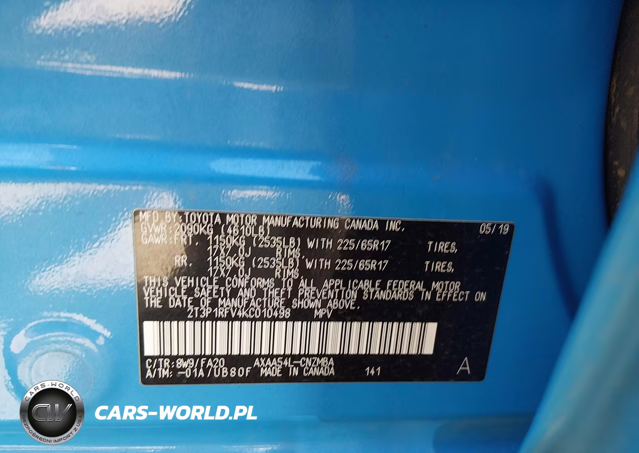 2019 Toyota Rav4 Xle VIN:2T3P1RFV4KC010498 - 9