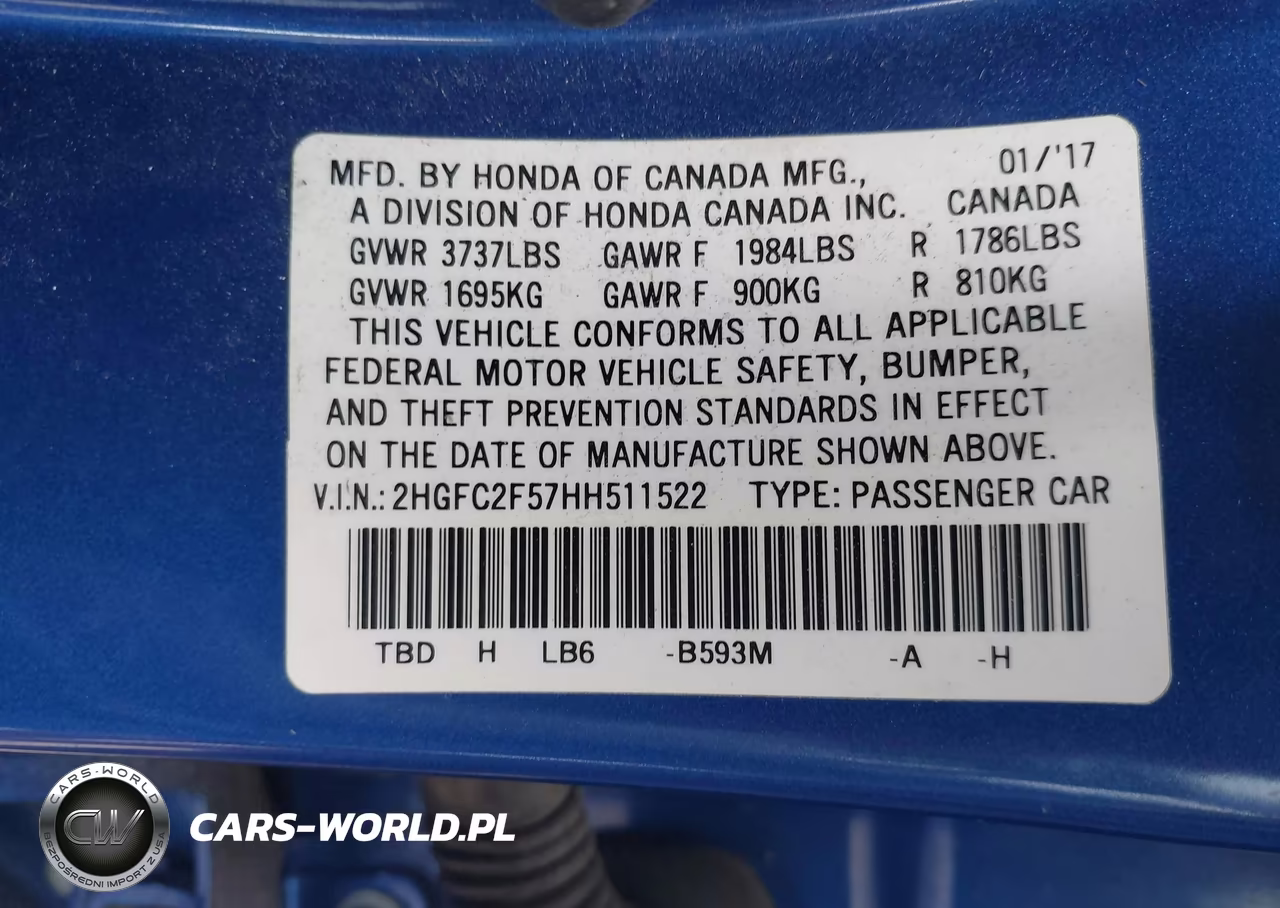 2017 Honda Civic Lx VIN:2HGFC2F57HH511522 - 9