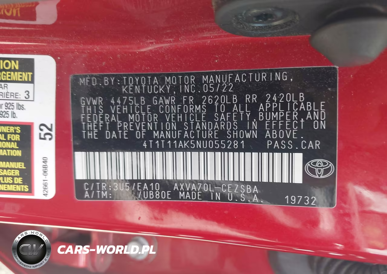 2022 Toyota Camry Se VIN:4T1T11AK5NU055281 - 9